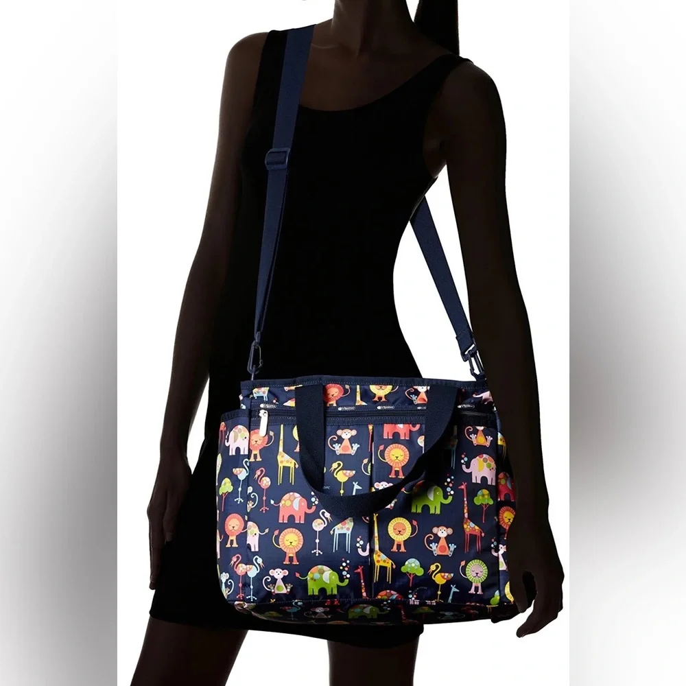 LeSportSac Ryan Zoo Cute Animal Print Neutral Baby Tote Diaper Bag